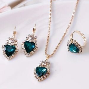 Heart shaped earrings , ring , & necklace
